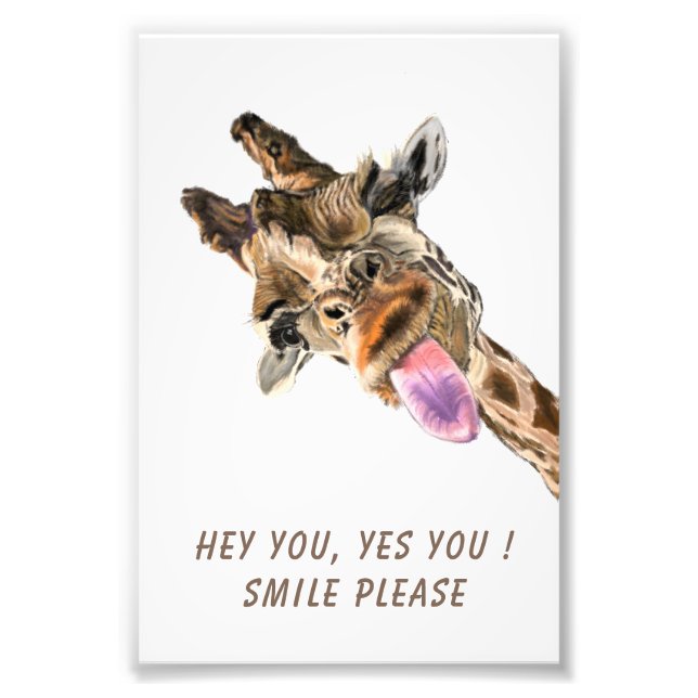 Funny Giraffe Tongue Out Poster (Front)