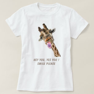 Funny Giraffe Tongue Out T-Shirt - Custom Text