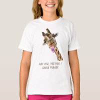 Funny Giraffe Tongue Out T-Shirt - Custom Text