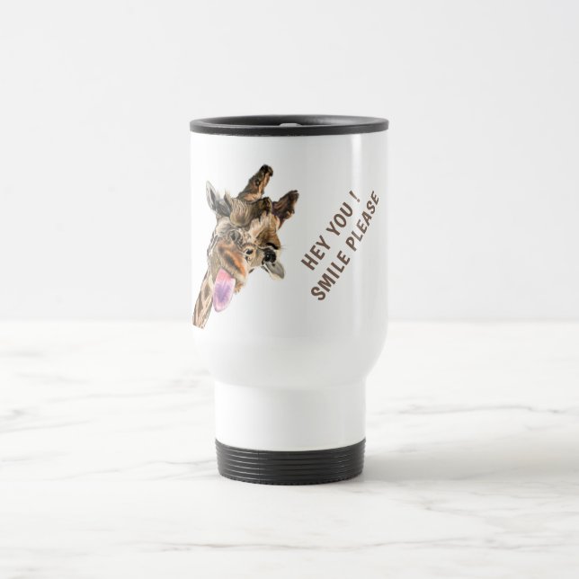 Funny Giraffe Travel Mug with Catchy Text (Center)