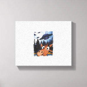 Funny Giraffe UFO Zoo Animal Weird Meme Graphic Canvas Print
