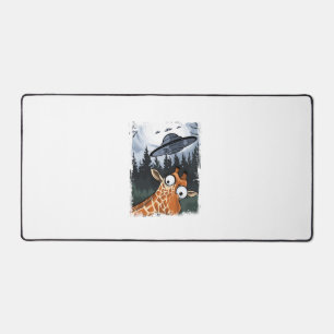 Funny Giraffe UFO Zoo Animal Weird Meme Graphic _ Desk Mat