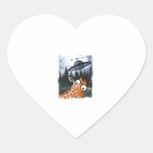 Funny Giraffe UFO Zoo Animal Weird Meme Graphic  _ Heart Sticker