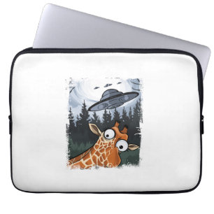 Funny Giraffe UFO Zoo Animal Weird Meme Graphic  _ Laptop Sleeve