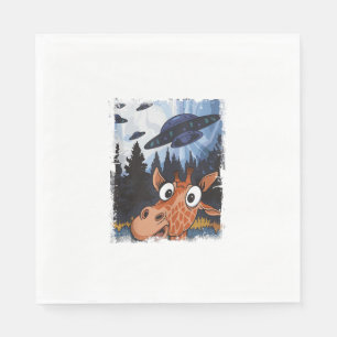 Funny Giraffe UFO Zoo Animal Weird Meme Graphic Napkin