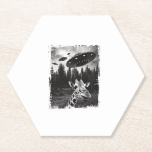 Funny Giraffe UFO Zoo Animal Weird Meme Graphic   Paper Coaster