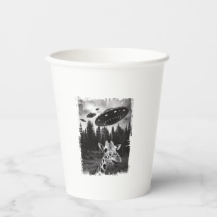 Funny Giraffe UFO Zoo Animal Weird Meme Graphic Paper Cups
