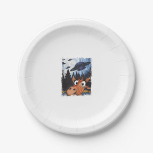 Funny Giraffe UFO Zoo Animal Weird Meme Graphic  Paper Plate