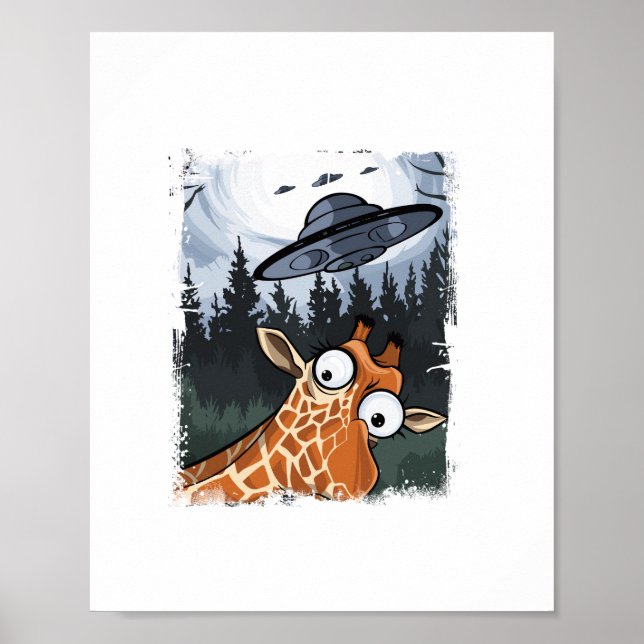 Funny Giraffe UFO Zoo Animal Weird Meme Graphic  _ Poster (Front)