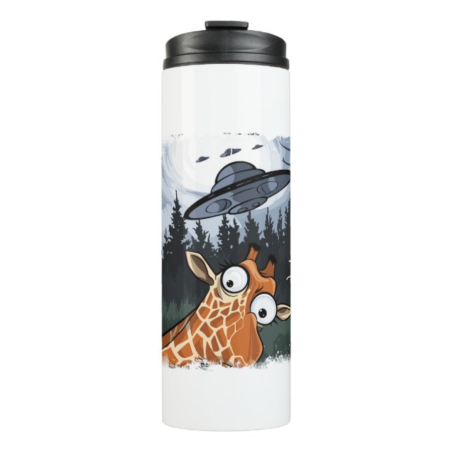 Funny Giraffe UFO Zoo Animal Weird Meme Graphic  _ Thermal Tumbler (Front)