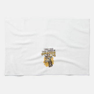 Funny Giraffe Vintage Engraving Shirt Design_1 Tea Towel