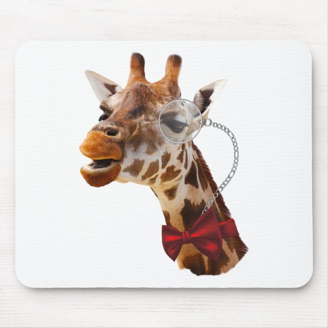 Funny Giraffe with Bowtie and Monocle Mouse Mat (Front)