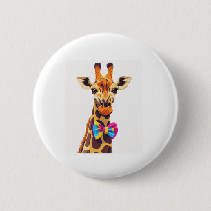 Funny Giraffe With Bowtie Animal Humour 6 Cm Round Badge
