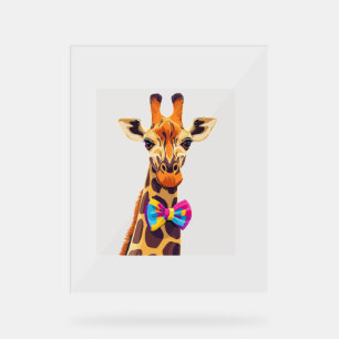 Funny Giraffe With Bowtie Animal Humour Acrylic Sign