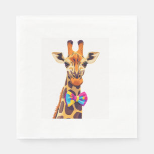 Funny Giraffe With Bowtie Animal Humour Napkin