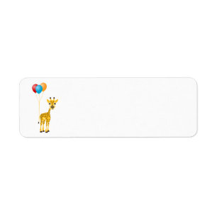 Funny giraffe with colourful balloons