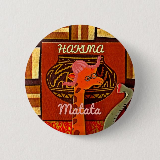 Funny Giraffe with cool text Hakuna Matata 6 Cm Round Badge (Front)