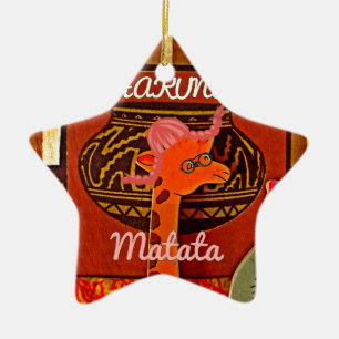 Funny Giraffe with cool text Hakuna Matata Ceramic Tree Decoration