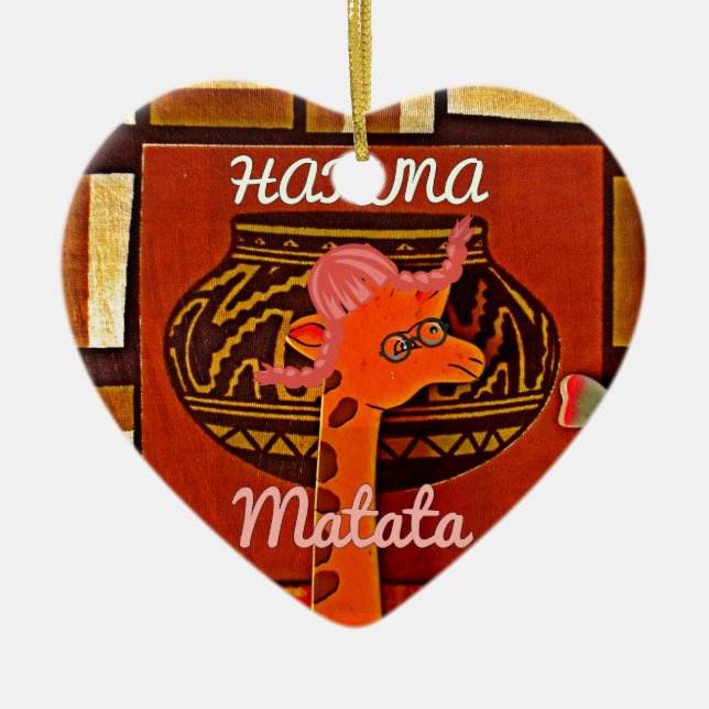 Funny Giraffe with cool text Hakuna Matata Ceramic Tree Decoration (Front)