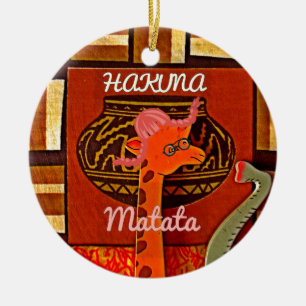 Funny Giraffe with cool text Hakuna Matata Ceramic Tree Decoration
