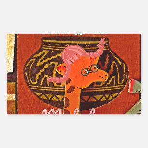 Funny Giraffe with cool text Hakuna Matata Design Rectangular Sticker