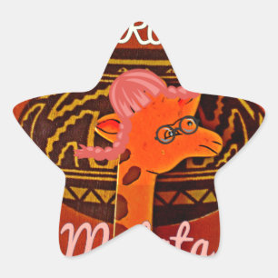 Funny Giraffe with cool text Hakuna Matata Design Star Sticker
