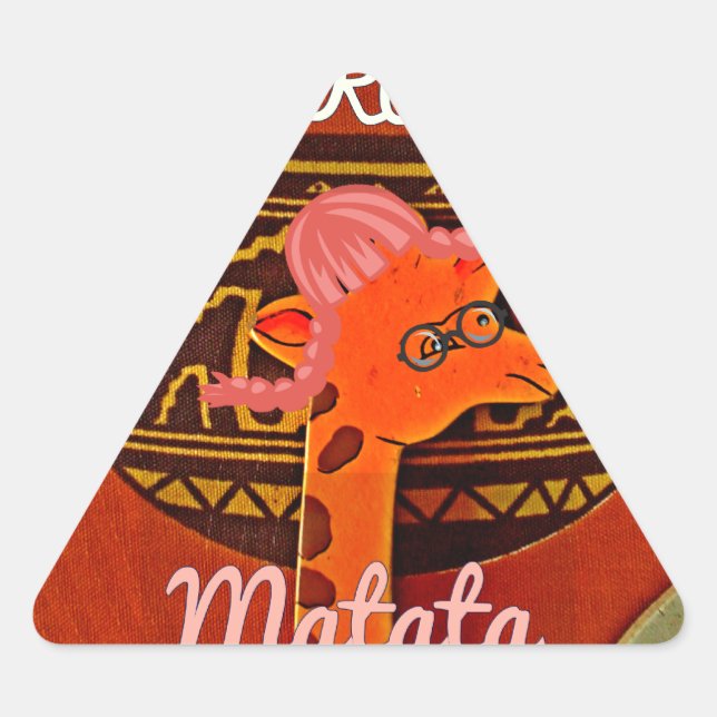 Funny Giraffe with cool text Hakuna Matata Design Triangle Sticker (Front)