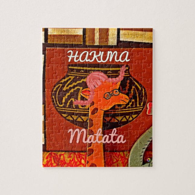 Funny Giraffe with cool text Hakuna Matata Jigsaw Puzzle (Vertical)