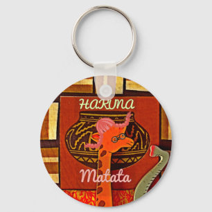 Funny Giraffe with cool text Hakuna Matata Key Ring