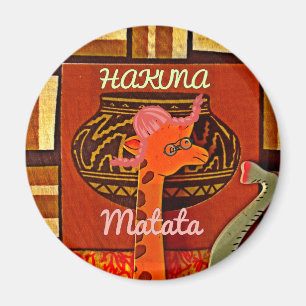 Funny Giraffe with cool text Hakuna Matata Magnet