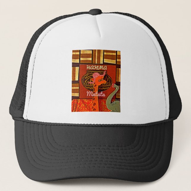 Funny Giraffe with cool text Hakuna Matata Trucker Hat (Front)