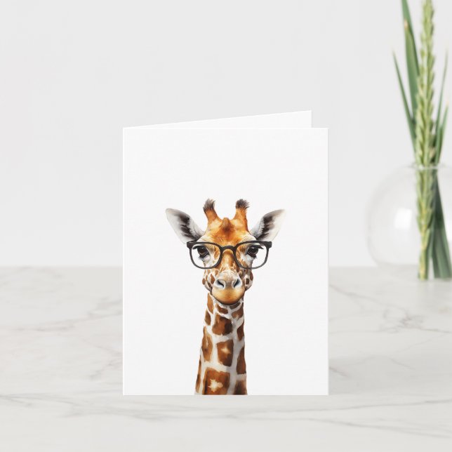 Funny giraffe with glasses card (Front)