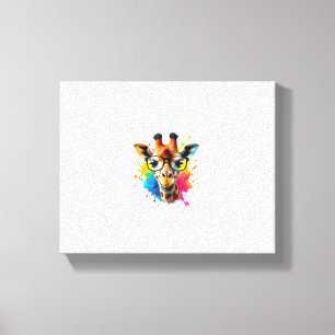 Funny Giraffe with Glasses _ Colourful Paint Splas Canvas Print