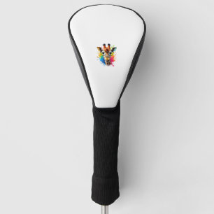 Funny Giraffe with Glasses _ Colourful Paint Splas Golf Head Cover