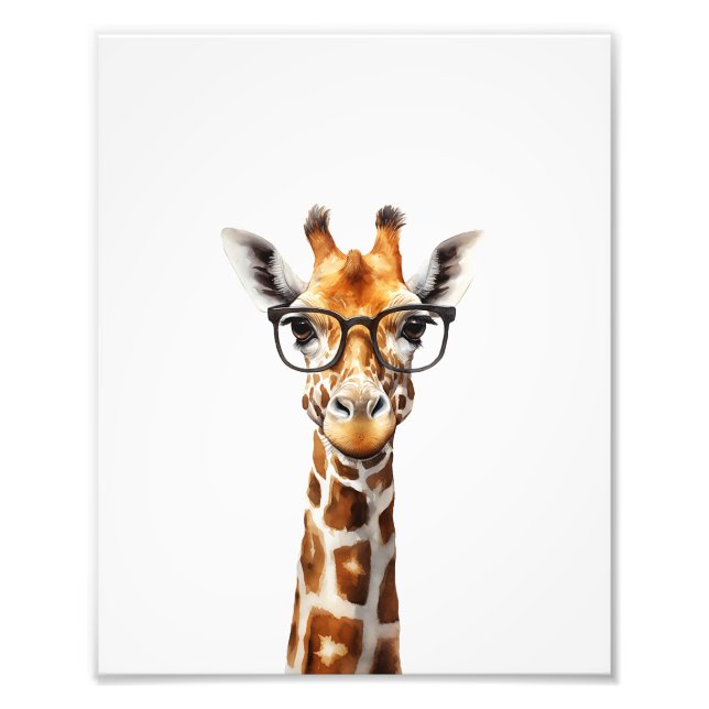 Funny giraffe with glasses photo print (Front)