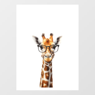 Funny giraffe with glasses window cling