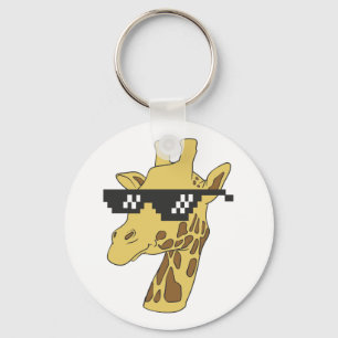 Funny giraffe with sunglasses illustration key ring