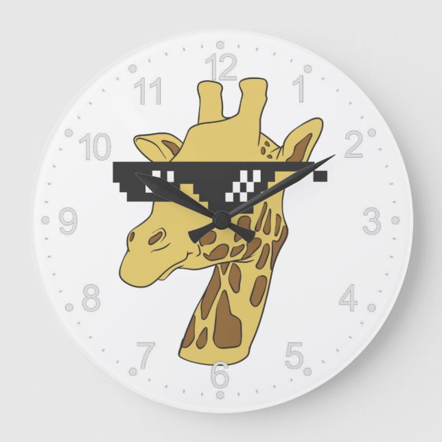 Funny giraffe with sunglasses illustration large clock (Front)