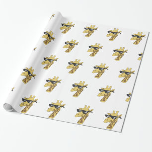 Funny giraffe with sunglasses illustration wrapping paper