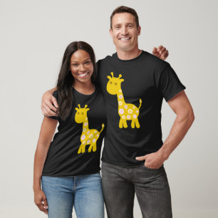 Funny Giraffe yellow flower flora retro pattern T-Shirt