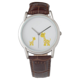 Funny Giraffe yellow flower flora retro pattern  Watch