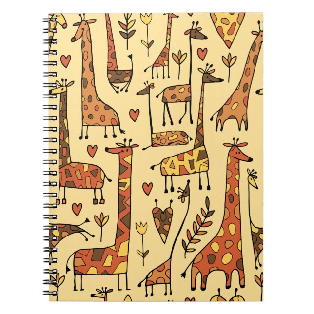 Funny giraffes sketch, seamless pattern your desig notebook (Front)