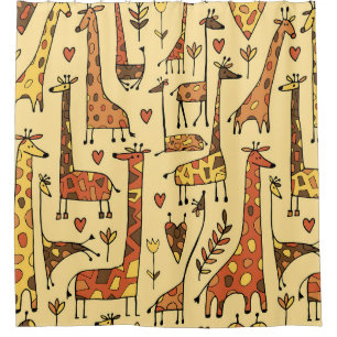 Funny giraffes sketch, seamless pattern your desig shower curtain