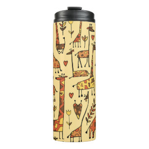 Funny giraffes sketch, seamless pattern your desig thermal tumbler