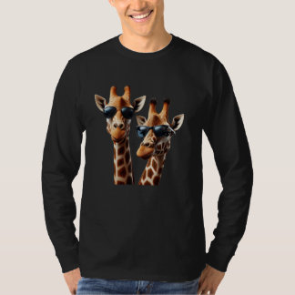 Funny Giraffes with Sunglasses Savannah Africa Gir T-Shirt