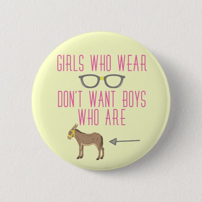 Funny Girl Glasses Nerd Humour 6 Cm Round Badge (Front)
