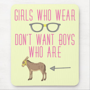 Funny Girl Glasses Nerd Humour Mouse Mat