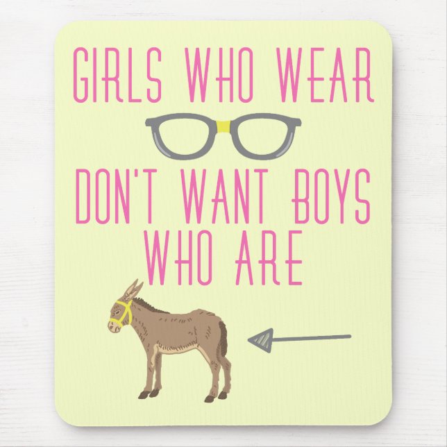 Funny Girl Glasses Nerd Humour Mouse Mat (Front)