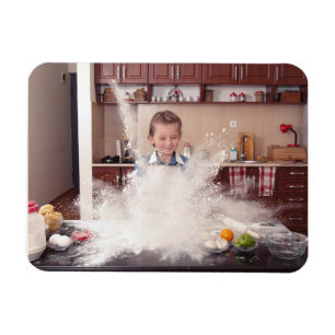 Funny girl in messy kitchen magnet