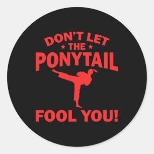 Funny Girl Karate Design Kids Women Kickboxing Bla Classic Round Sticker